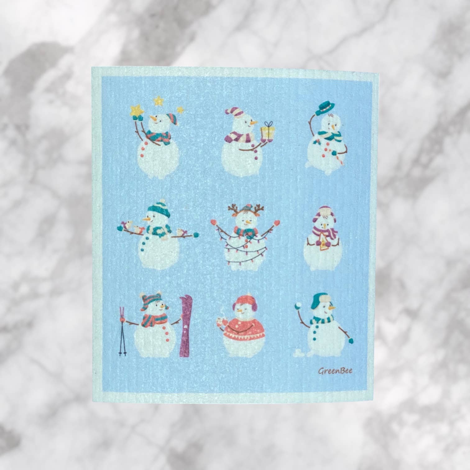 Green Bee Tea Towels - Wholesale Dishcloth - Christmas Snowmen Towel | Kitchen Cloth | Swedish Dish Cloth3