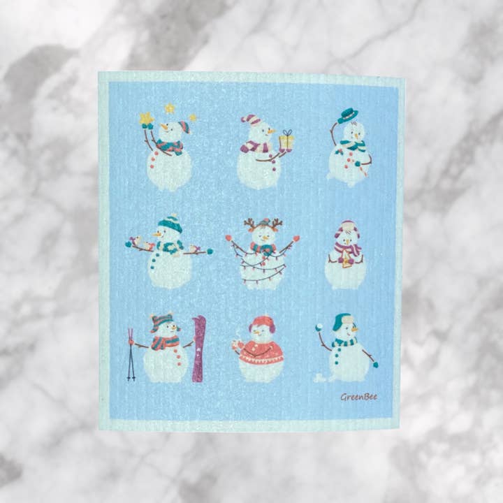 Green Bee Tea Towels - Wholesale Dishcloth - Christmas Snowmen Towel | Kitchen Cloth | Swedish Dish Cloth3