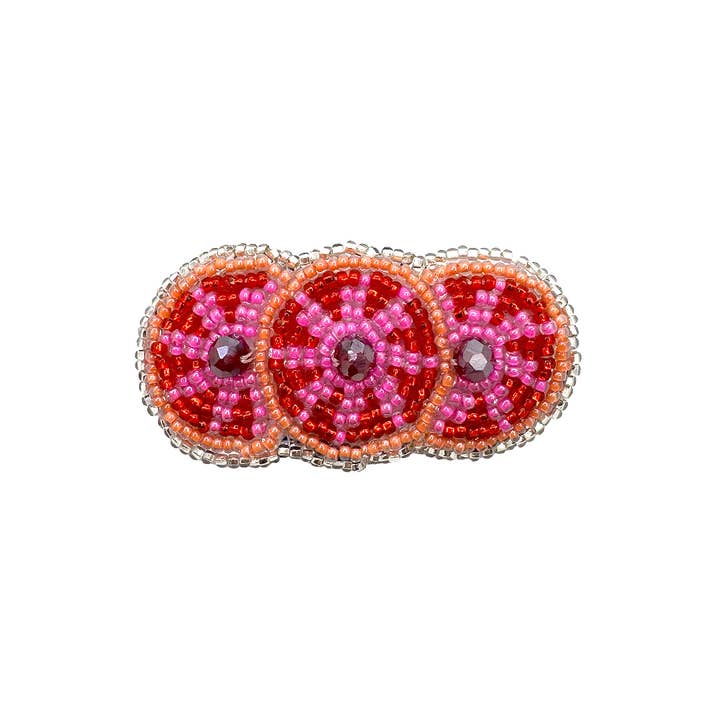 Pichincha - Wholesale Barrette - Women's - Small Beaded 3 Circle Seed Bead Barrette Hair Clip