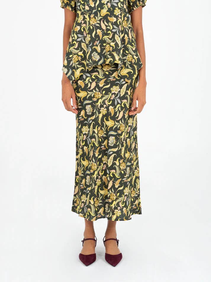 CARMEN SAYS – wholesale Kjol - Dam – Enigma grön kjol med blommönster