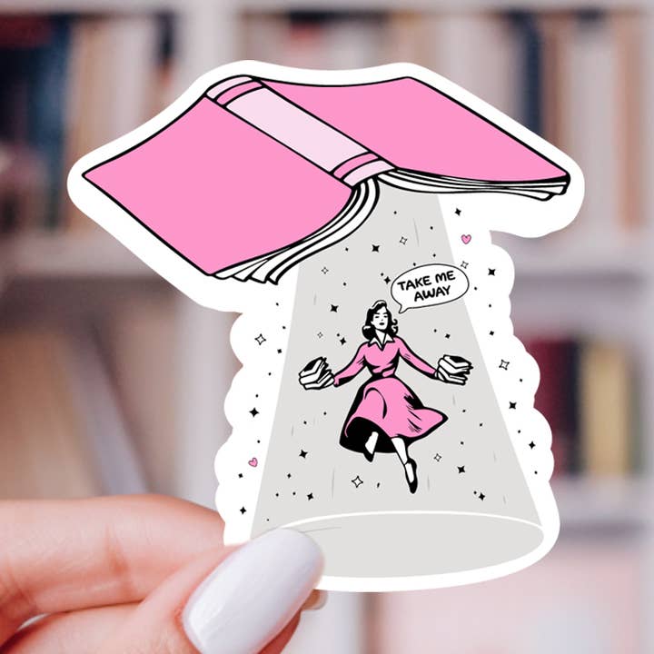 Emmène-moi Autocollant de Lecture Littéraire pour la vente par Painted Lavender