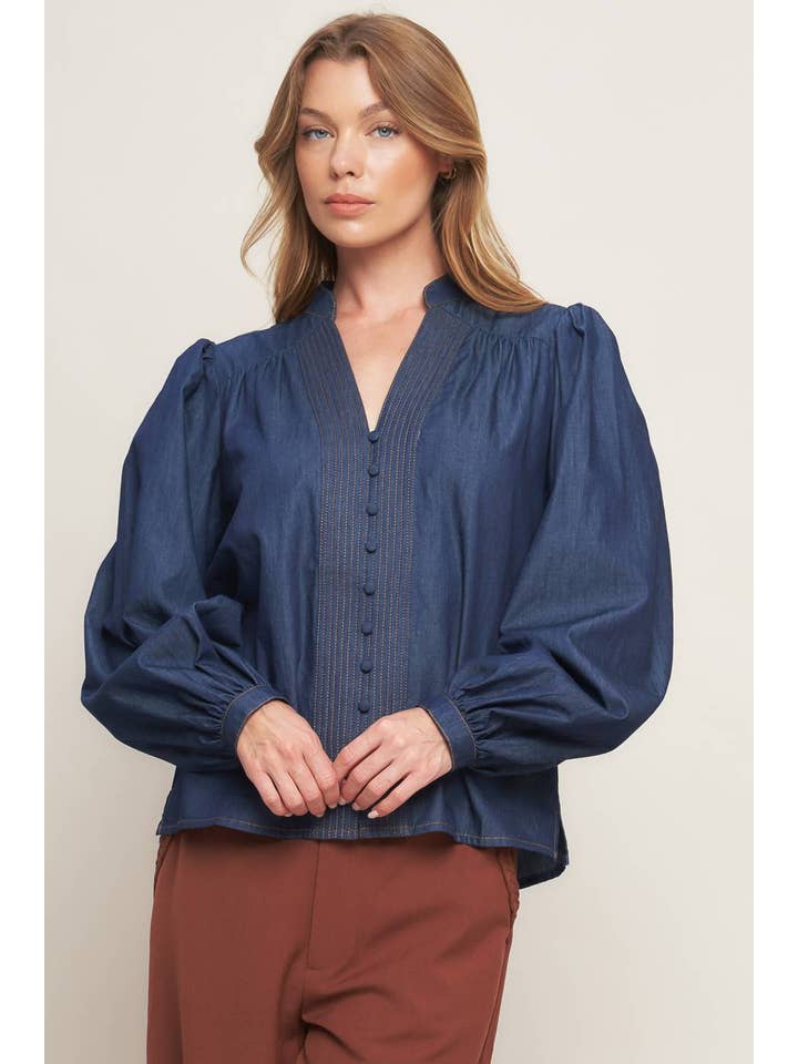 DARK INDIGO A lightweight denim top - IT13872 for wholesale on Faire1