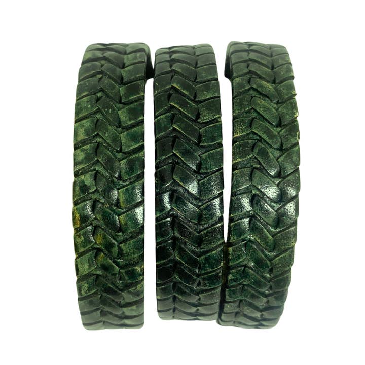 Dallas Braided Leather Cords - 14x4mm - Vintage Green for wholesale by Sun Enterprises B.V.