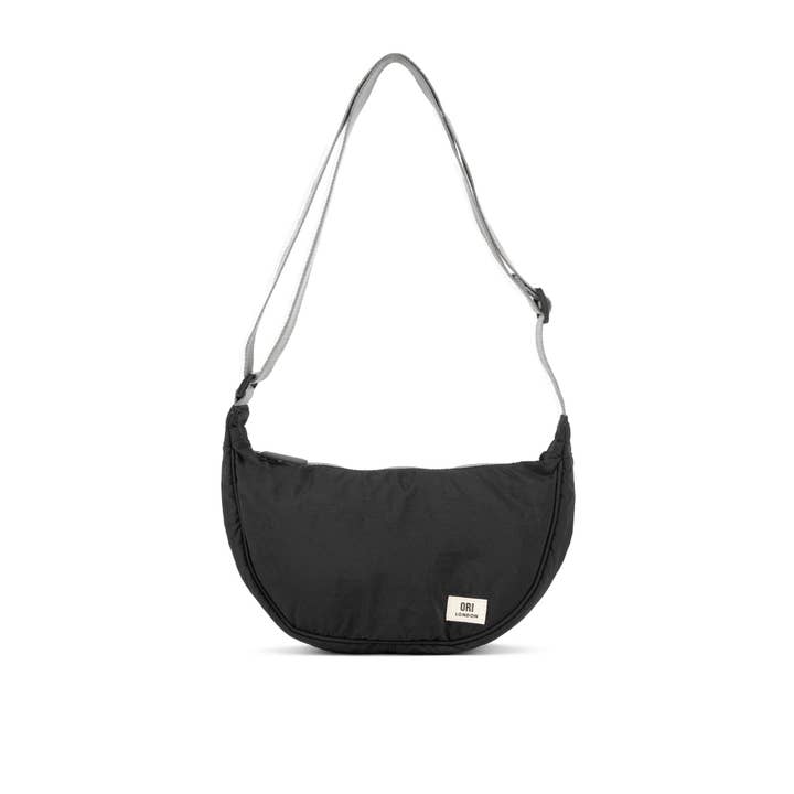 Farringdon Half Moon Bag in Black Taslon for wholesale by ORI London