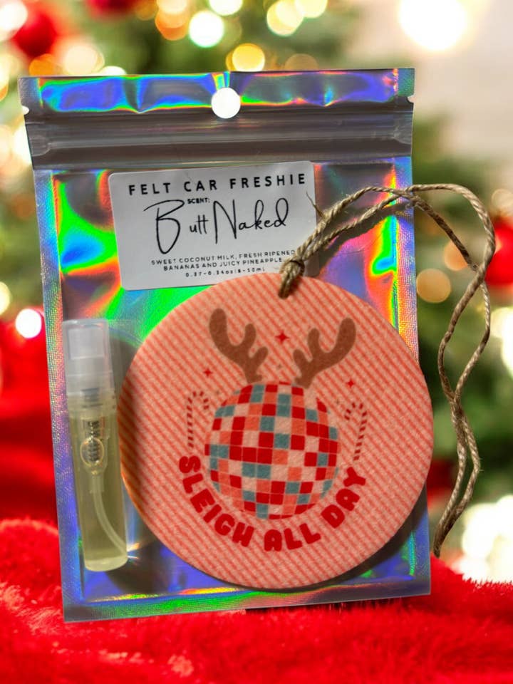 Sleigh All Day Felt Freshie for wholesale by The Prickly Five