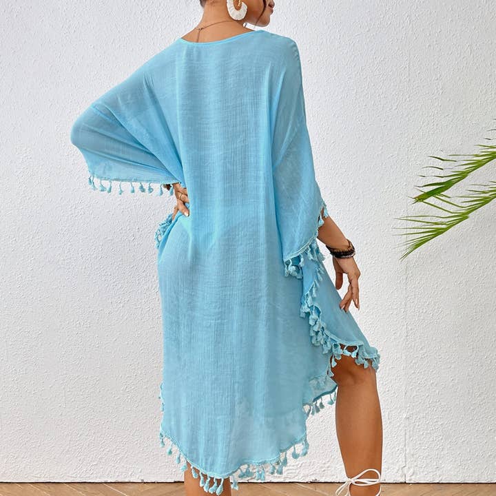 Funkyrel® Atzbranding Limited - Wholesale Swim cover-up – Women’s - Crosa - Beach Cover-Up with Tassels for Swimwear and Bikini4
