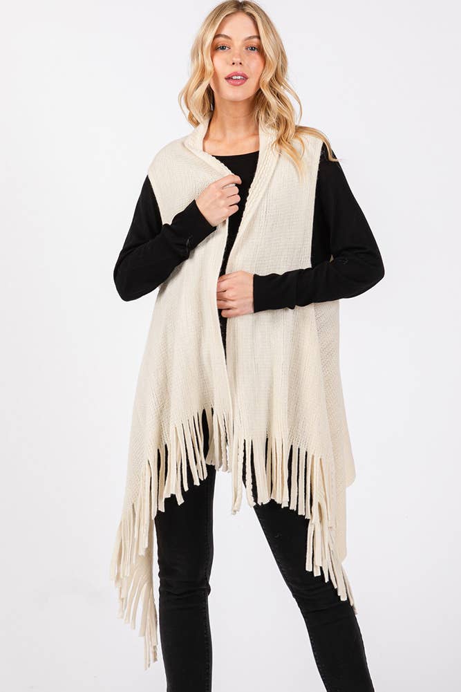 Hana - Vente Veste sans manches – femme - Gilet d'hiver en tricot à pompons à pois gaufrés20