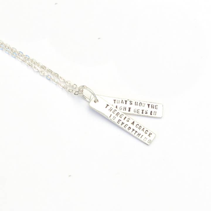 Chocolate and Steel – wholesale Pendant/charm necklace – There's a crack in everything; that's how the light gets in - Leonard Cohen Quote Necklace4