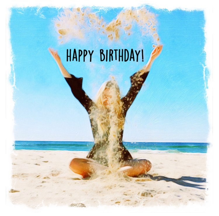 Paperlove Boutique - Wholesale Birthday Card - Happy Birthday! Girl on Beach 1