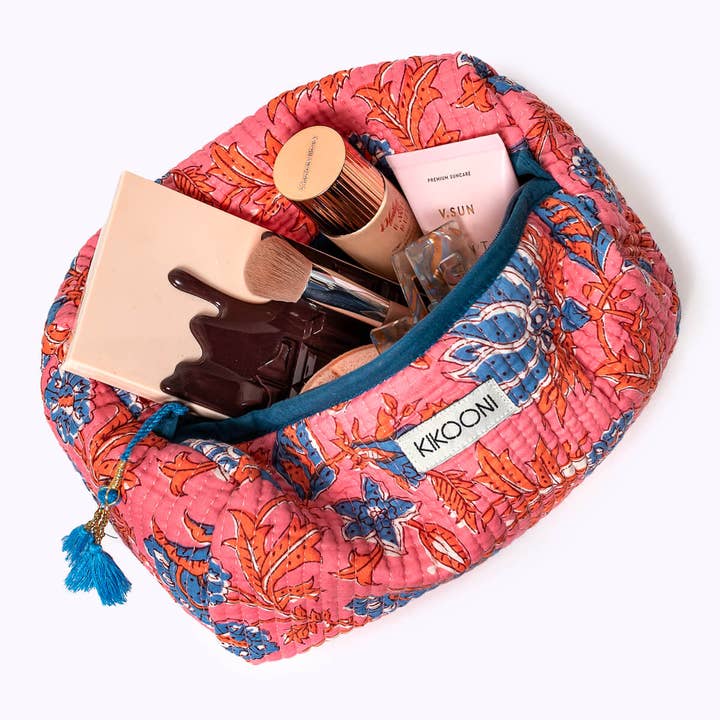 Trousse de maquillage « Blooming Dream » verte pour la vente par kikooni