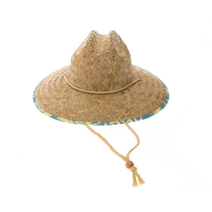 DNMC - Wholesale Sun Hat - Kids - Kid's Straw Lifeguard Sun Hat with Palm Trees