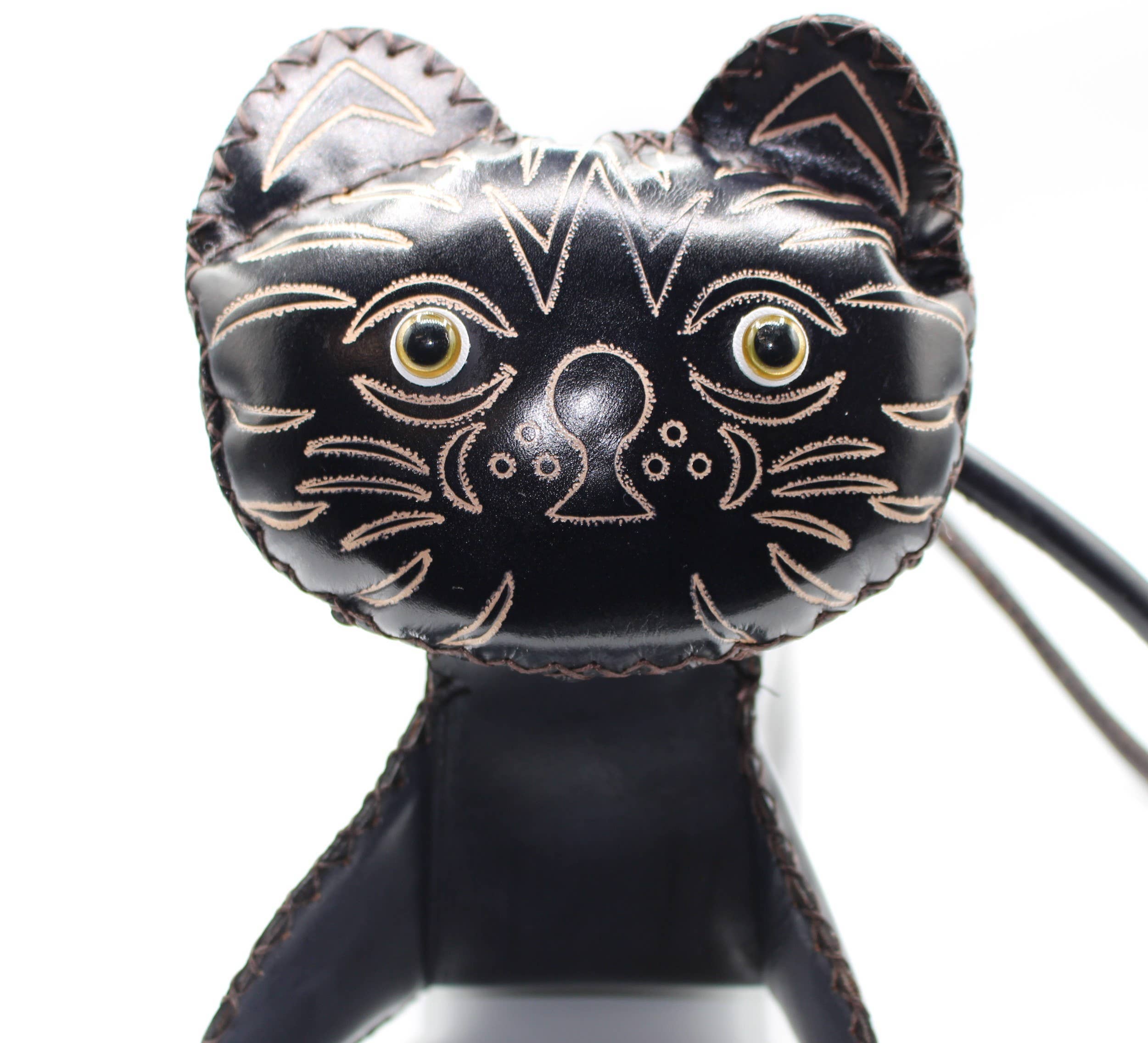 Sunflower Handmade leather inc - Vendita all'ingrosso Borsa con manico - Donna - Borsa a tracolla grande in pelle nera fatta a mano a forma di gatto.1