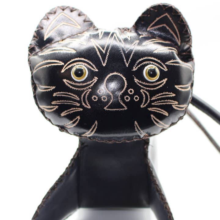 Sunflower Handmade leather inc - Vendita all'ingrosso Borsa con manico - Donna - Borsa a tracolla grande in pelle nera fatta a mano a forma di gatto.1