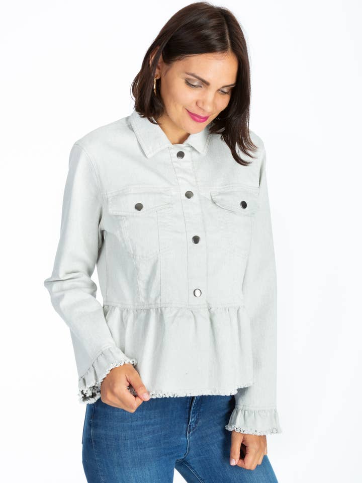 Ruffle Trim Peplum Jacket Plus Size for wholesale by Given Kale