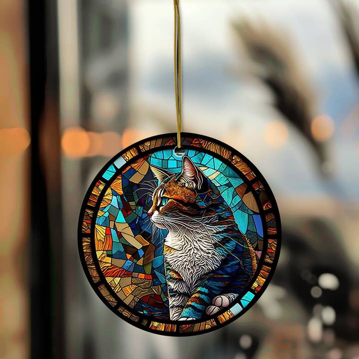 Fernville Creations - Wholesale Ornament - Cat Ornament, Cat Lover Gift, Printed Stained Glass Image6