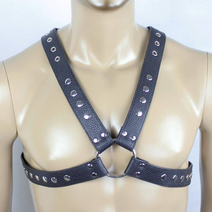 Plesur Body Products - Vente Sex toys - Harnais de poitrine - Cuir végétalien PVC X-Cross0