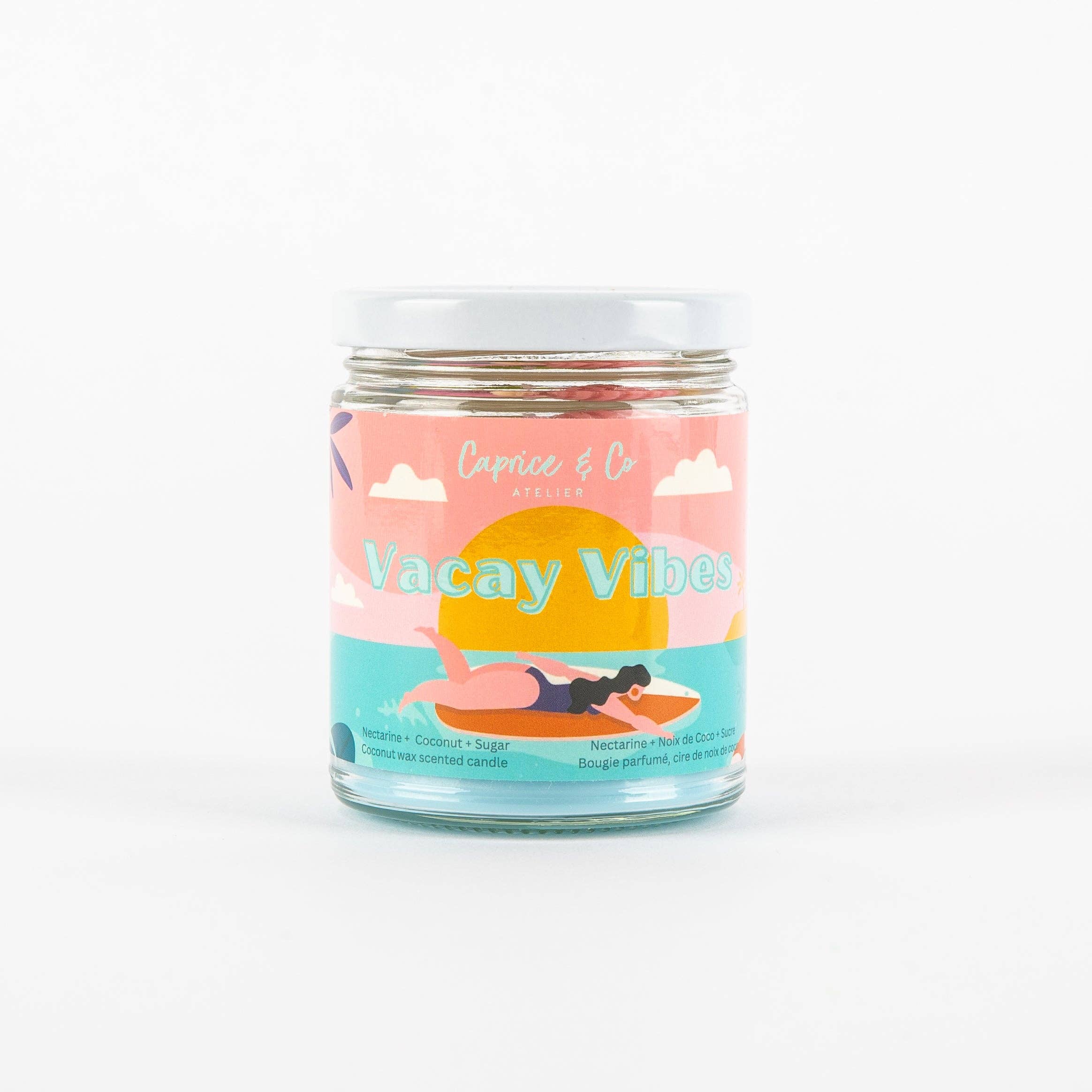 Caprice & Co - Wholesale Jar/Filled Candle - Vacay Vibe Candle - Nectarine + Coconut + Sugar1