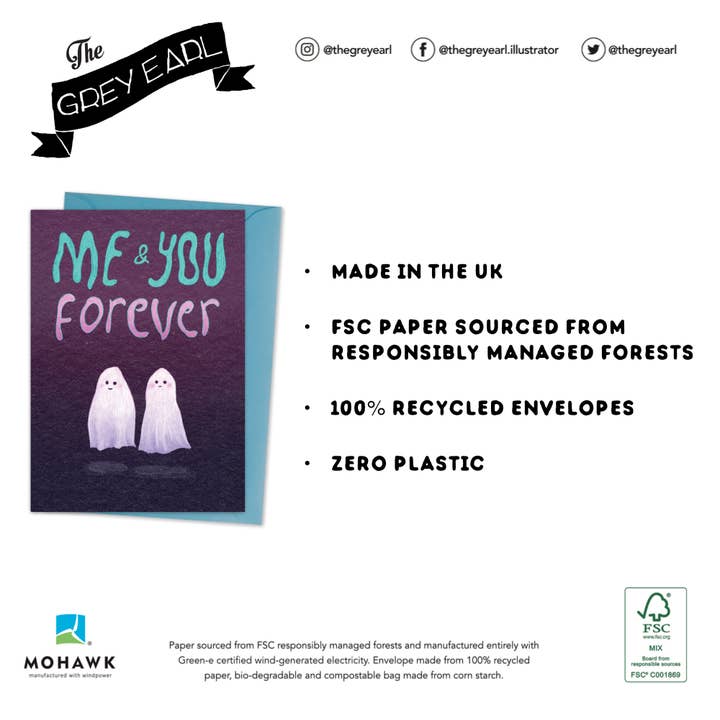 The Grey Earl - Vente Cartes d'anniversaire - Toi et moi pour toujours - Amour fantôme - Carte d'anniversaire de la Saint-Valentin3