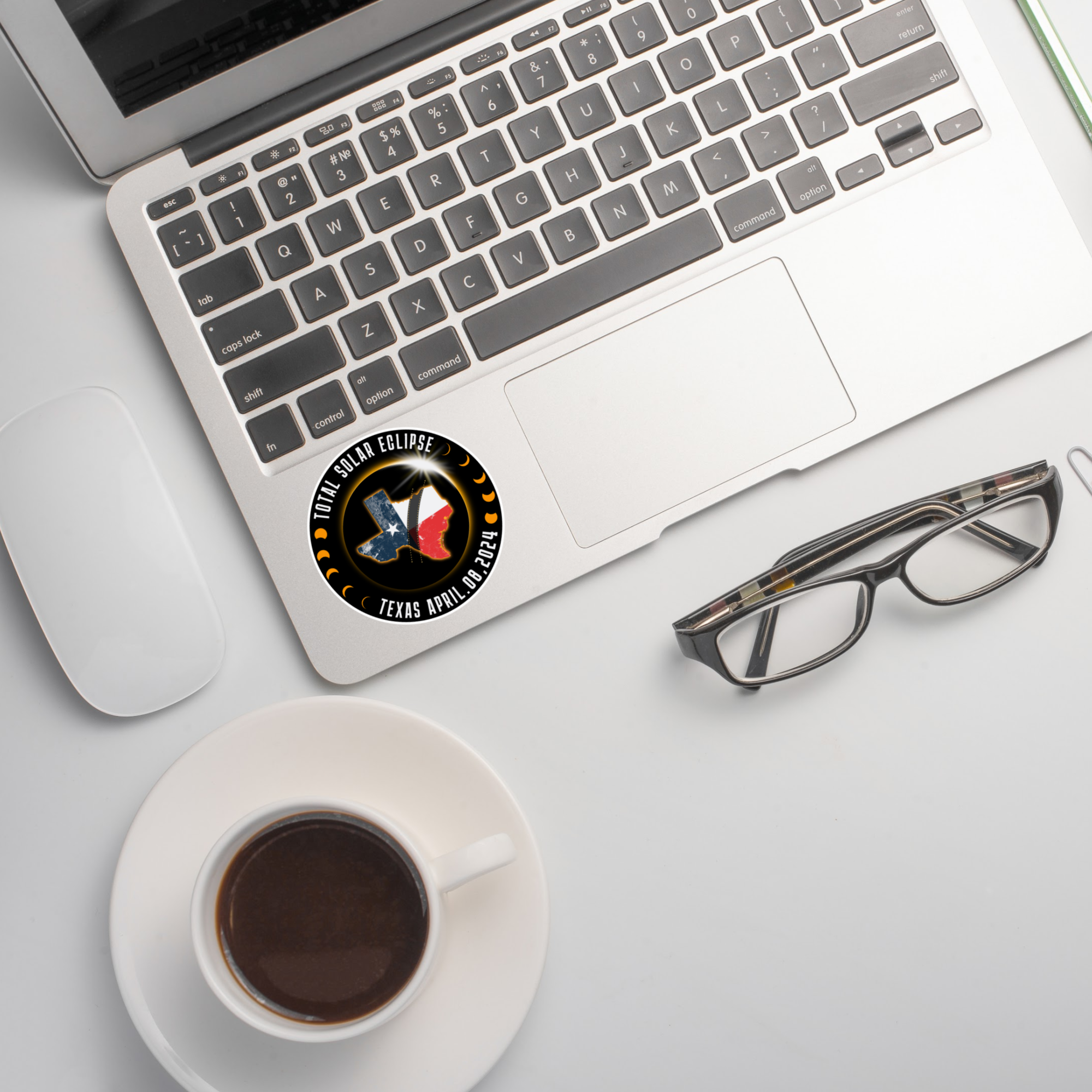 Jazzy Pop Stickers - Wholesale Sticker - 3" total Solar Eclipse 2024 moon laminated sticker usa texas2