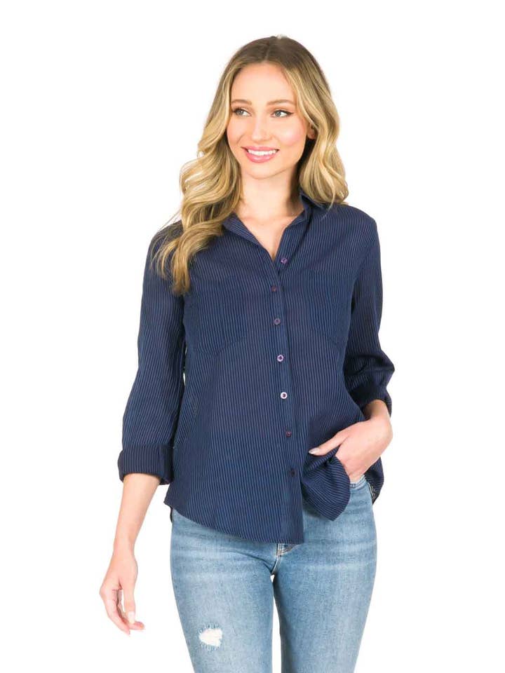 Tianello"Raya” tvättbar Savoir-blus i silkesbomull för wholesale av Tianello