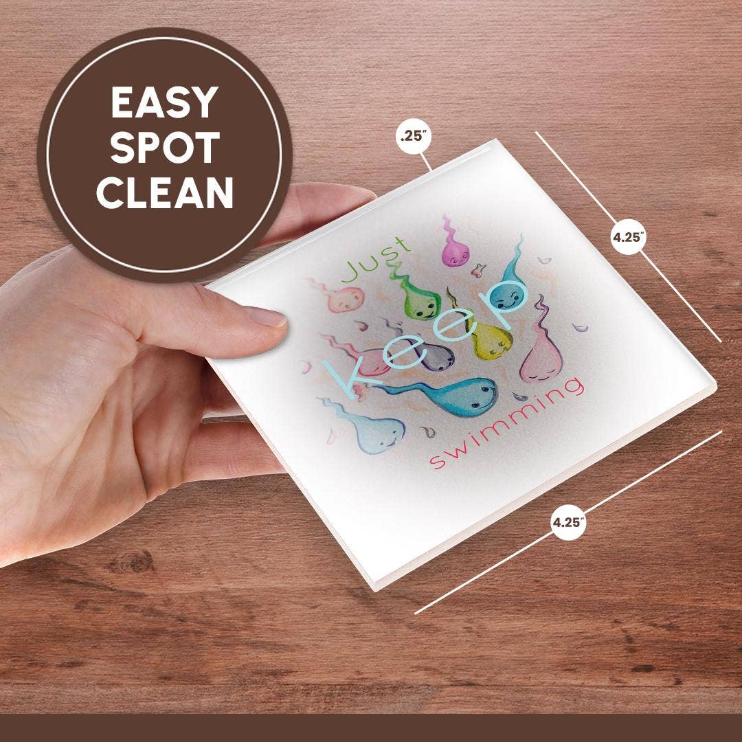 3dRose - Wholesale Coasters - 3dRose, Cute image of sperm with typography., Coaster6