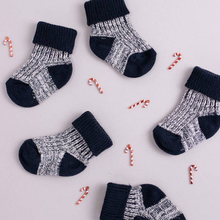 Chunky Knit Socks Children: Navy for wholesale by Little Millers