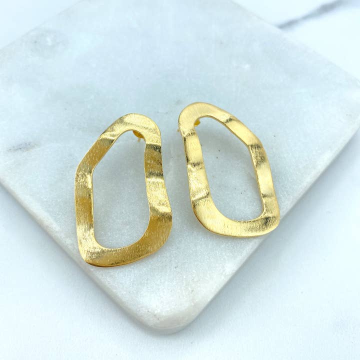 DIJU Jewelry – Großhandel Hoops – Mit 18 Karat Gold gefüllte ovale, strukturierte und unregelmäßige Ohrringe, moderne Ohrringe, Zubehör für die Schmuckherstellung im Großhandel