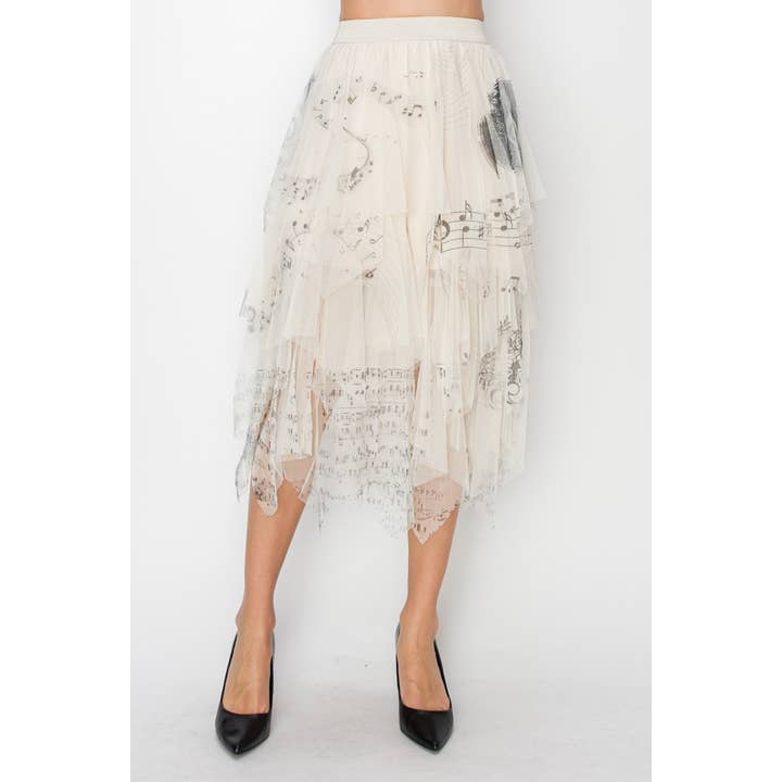 Dreamy Tiered Tulle Midi Skirt With Floaty Hem - 4546BG MS for wholesale by Origami Apparel ~ Lace and Crochet inspired