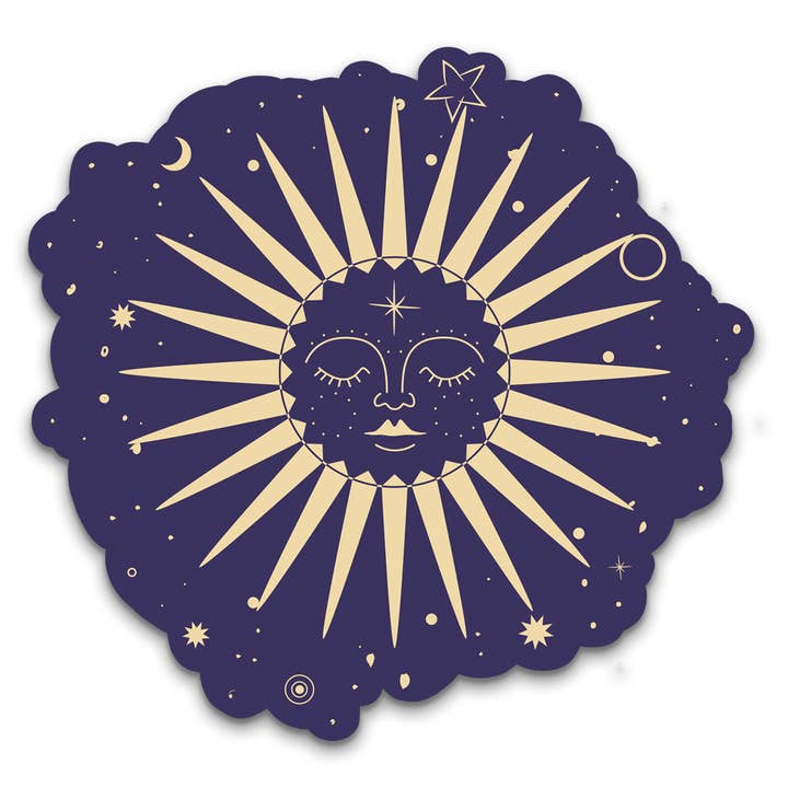 Celestial Gold Sun Vinyl Sticker for wholesale by Sweet Humors