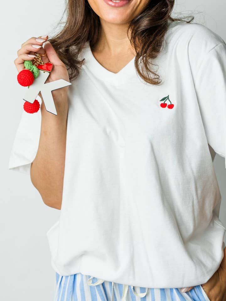 Kate White Initial Bag Charm for wholesale by Violet & Brooks