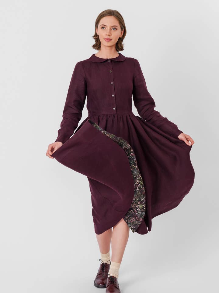 Son de Flor - Wholesale Dress - Women's - Classic Dress, Long Sleeve, Twill Linen5