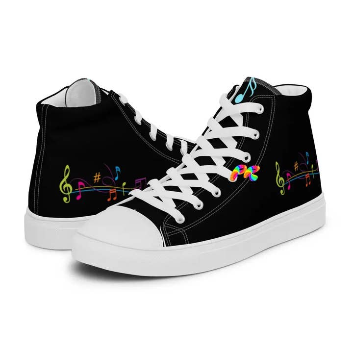 Prism Raves - Wholesale Lifestyle Sneakers - Men's - Music Notes Men's Canvas High Top Sneakers