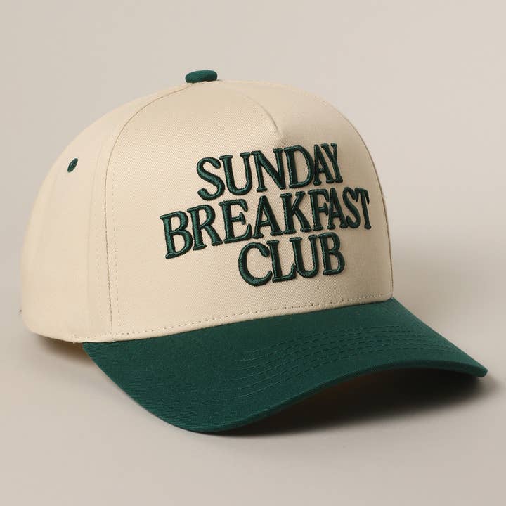 Fashion City - Wholesale Trucker Hat - Unisex - SUNDAY BREAKFAST 3D Letter Embroidered Two-Tone Trucker Hat5