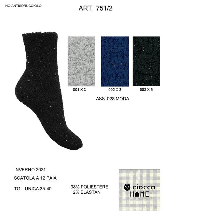 Chenille-Socken mit Lurex (751/2) für den Großhandel von Ciocca