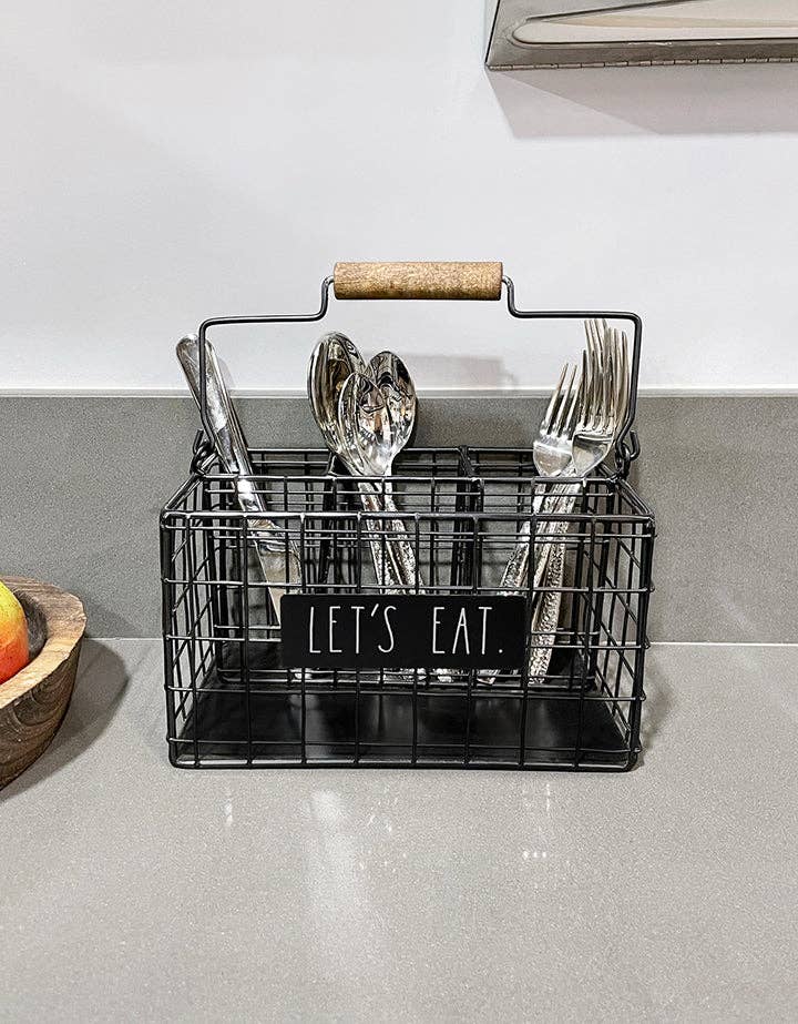 DesignStyles Home – Großhandel Utensilienhalter – Rae Dunn Besteck-Organizer aus schwarzem Metall mit 6 Fächern1
