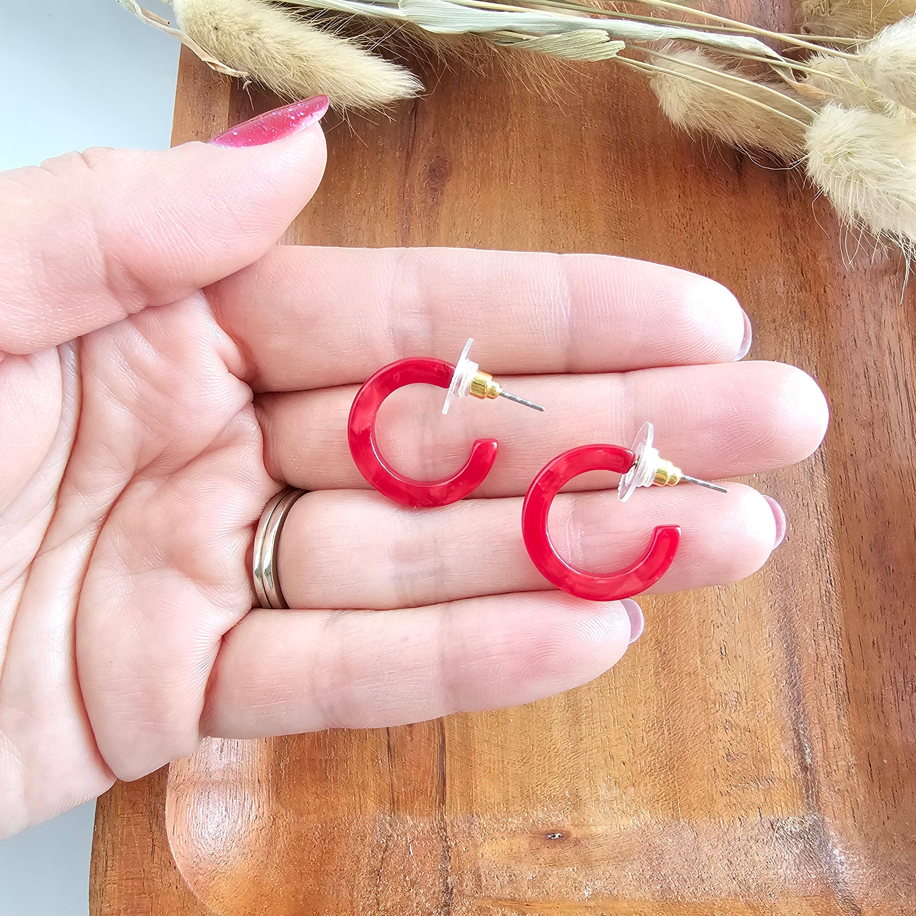 Spiffy & Splendid - Wholesale Hoop Earrings - Micro Cam Mini Hoops - Scarlet // Jewelry, Earrings, Fall9