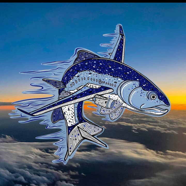 Salmon Thirty Salmon: sticker en magneet voor wholesale door Drawn2adventure