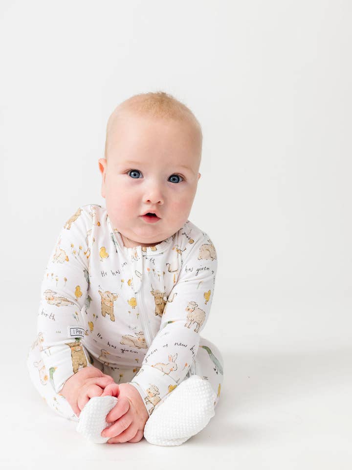 New Birth PJ Footed Onesie Bamboo for wholesale by Holy Pals