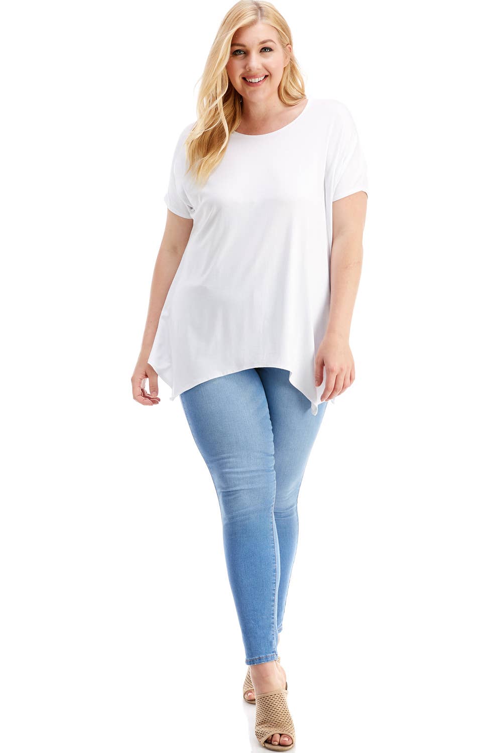 Azules Clothing - Wholesale Tunic - Women's - ATP-2307RSX Plus Size Asymmetric Short Sleeve Tunic61