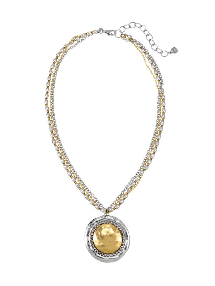 Collar corto con colgante de metal bicolor - Ruby Rd. para venta al por mayor de caroldauplaisejewelry