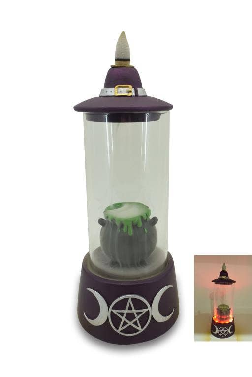 International Gifts Ltd. - Wholesale Incense Holder - Zenn Backflow Incense Burner Cauldron  Led Purple Silve-1280