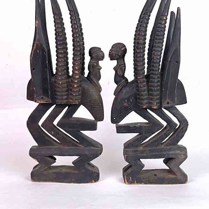Extraordinary Bamana Chiawara Fertility Headdress Pair Statues for wholesale by The Niger Bend