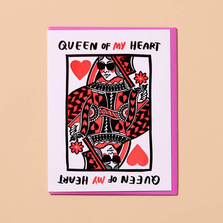 Queen Of My Heart Letterpress Love or Anniversary Card - Made in USA for wholesale by And Here We Are