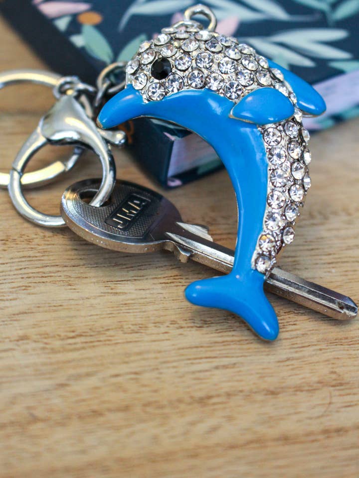 Porta-chaves grande em esmalte golfinho Diamante por atacado de Wildtouch