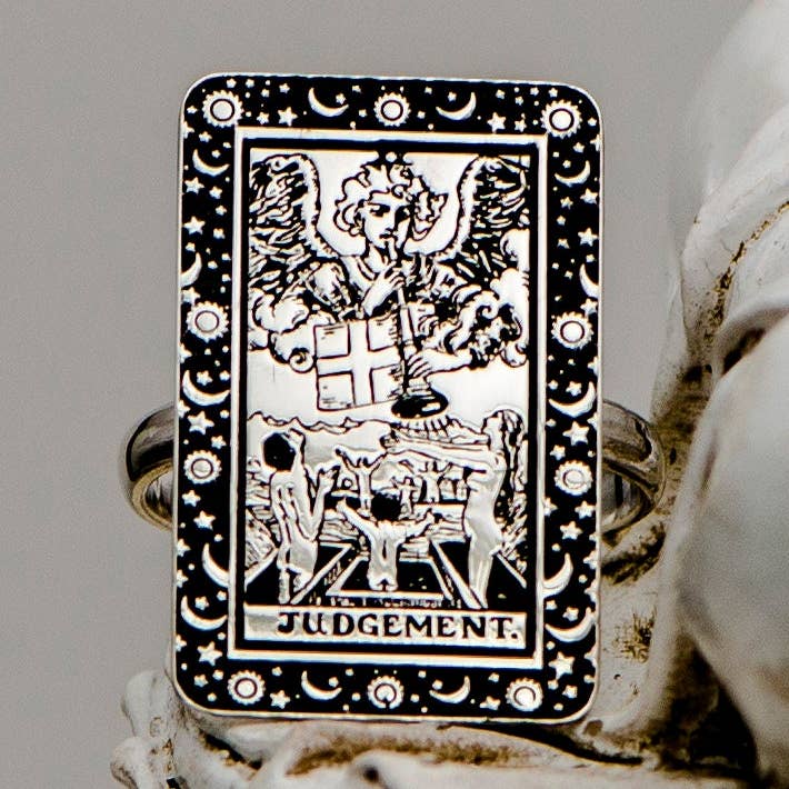 Carte de tarot The Judgement gravée en argent sterling 925 pour la vente par DreamedBy