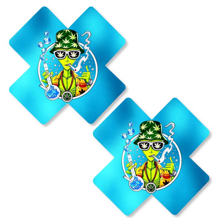 Niptees - Wholesale Nipple Pasties - Women's - Smoking Alien Nipple Cover Pasties | Fun for Festivals7