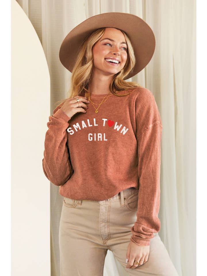 OAT COLLECTIVE - Wholesale Graphic Sweatshirt - Women's - SMALL TOWN GIRL Mineral Graphic Sweatshirt8