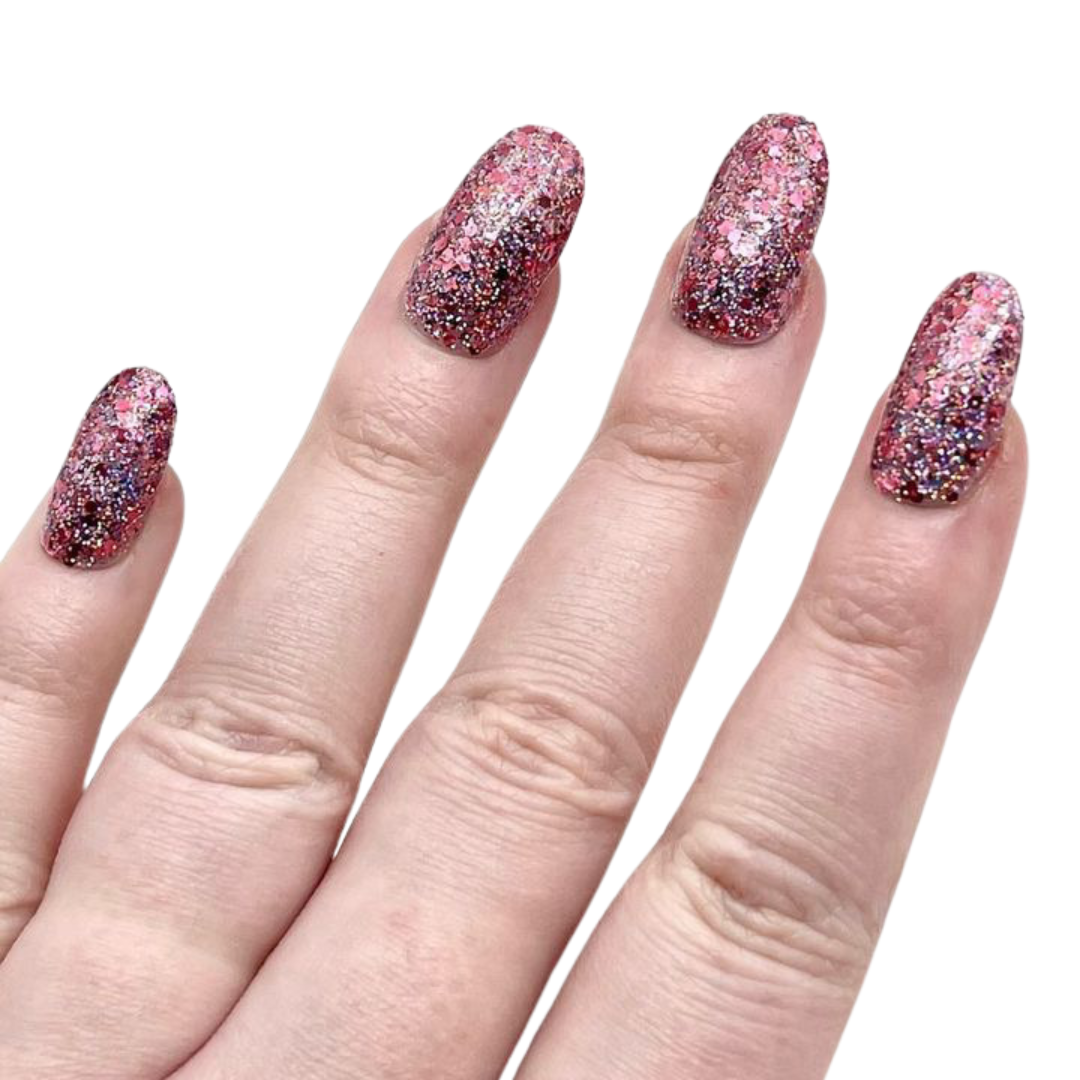 DEMIblue Clean and Vegan Nail Polish - Wholesale Nail Polish - Hot Rocs – Red Shimmer Glitter Vegan Nail Polish4