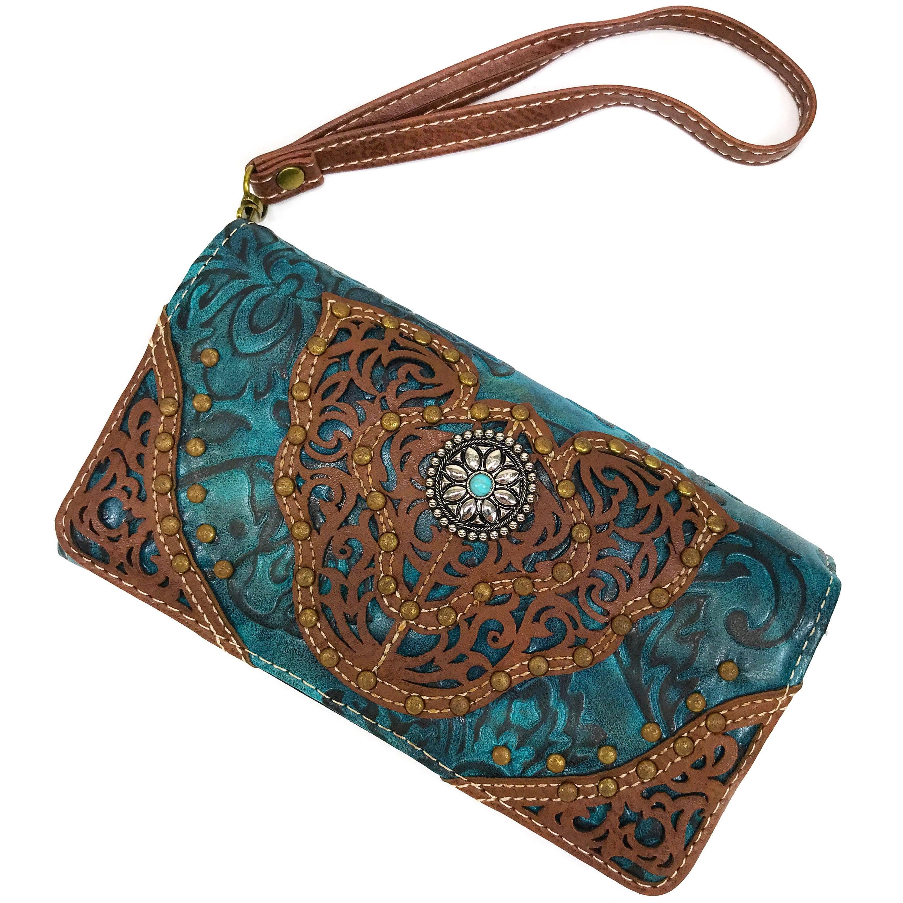 Lunar Deer - Wholesale Wallet - Women's - Women Western Floral Damask Medallion Crossbody Wallet1