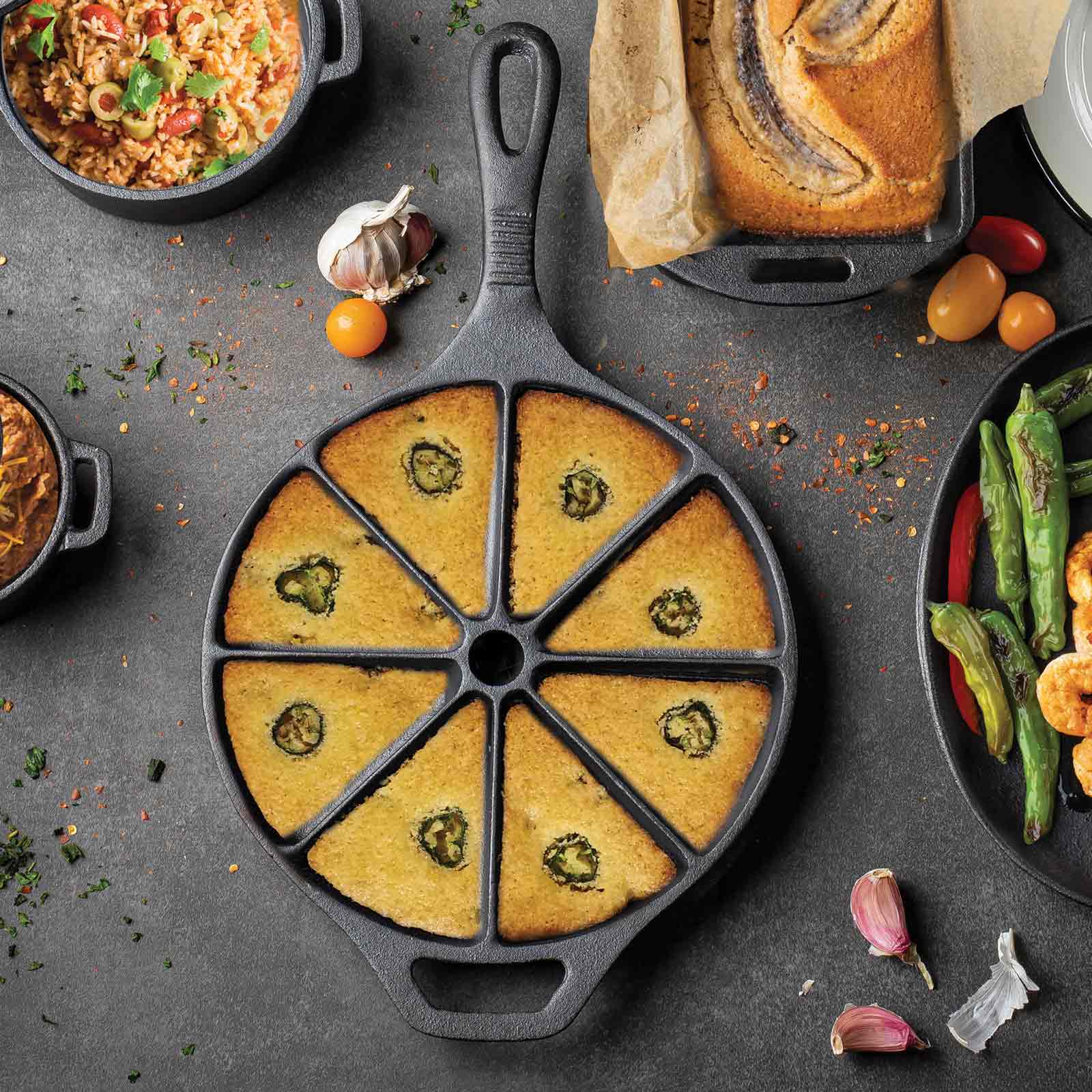 TableCraft Products Company - Wholesale Cast Iron Skillet - Cast Iron Cookware Corn Bread Skillet with Handle4